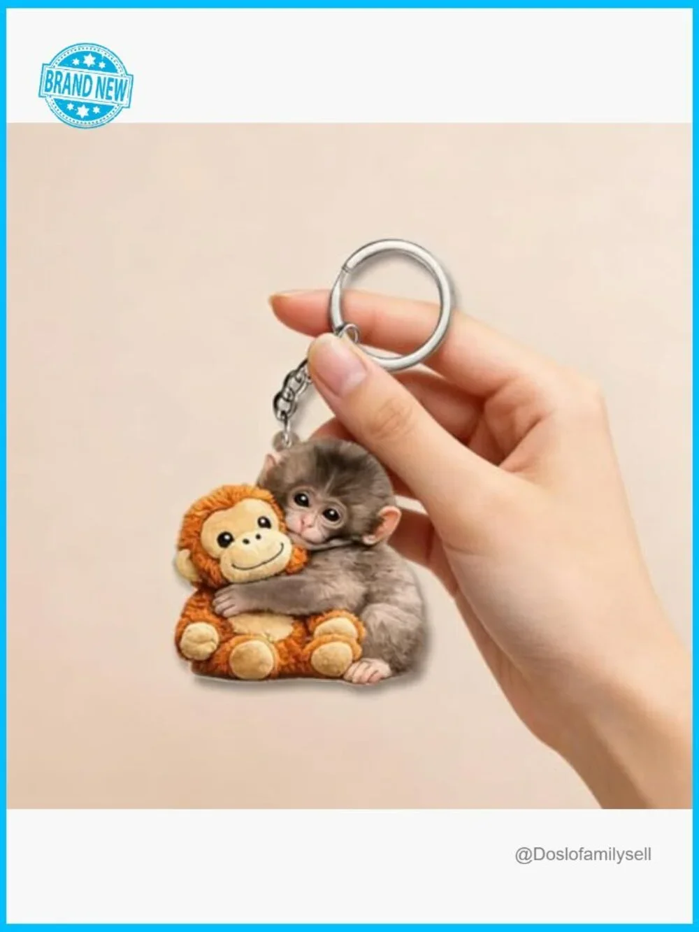 Monkey Keychain Acrylic Animal Charm Snap Hook Bag Clip Zipper Pull Accessory